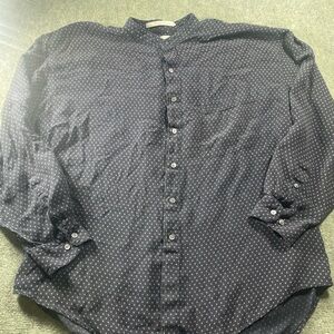 Perry Ellis Navy Button-Down Shirt with Micro Dot Print
